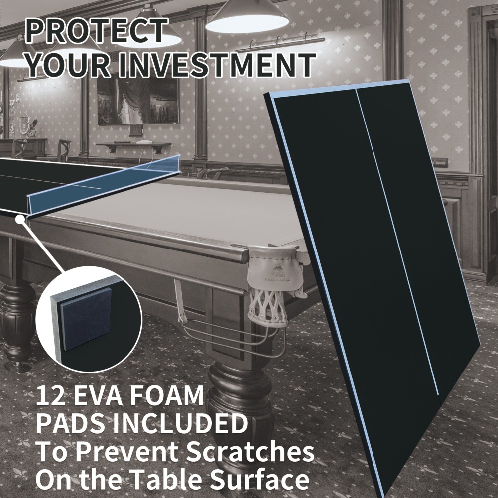 9ft Foldable Ping Pong Table Top for Indoor Use, Portable Conversion Top w/ Net