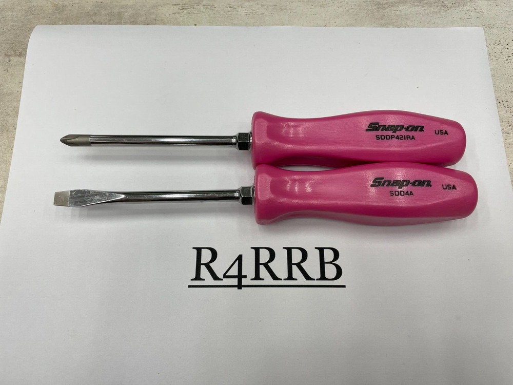 Snap-on Tools NEW 2pc PEARL PINK Hard Handle Flat Phillips Head Screwdriver Set