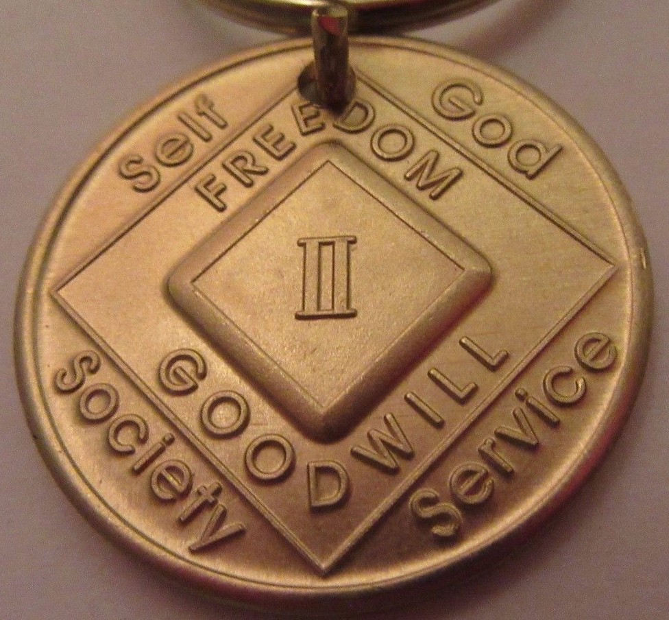 Narcotics Anonymous NA key tag 2 two year keyring medallion Clean