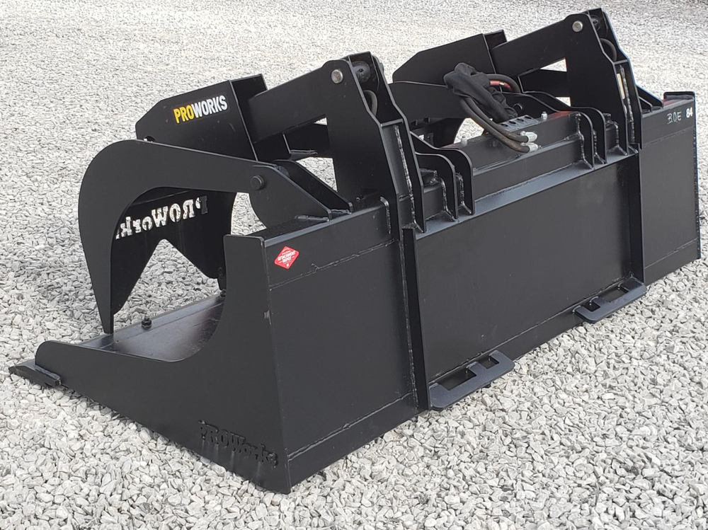 84″ Severe Duty Solid Bottom Bucket Grapple with Bolt on Edge Fits Skid Steer QA