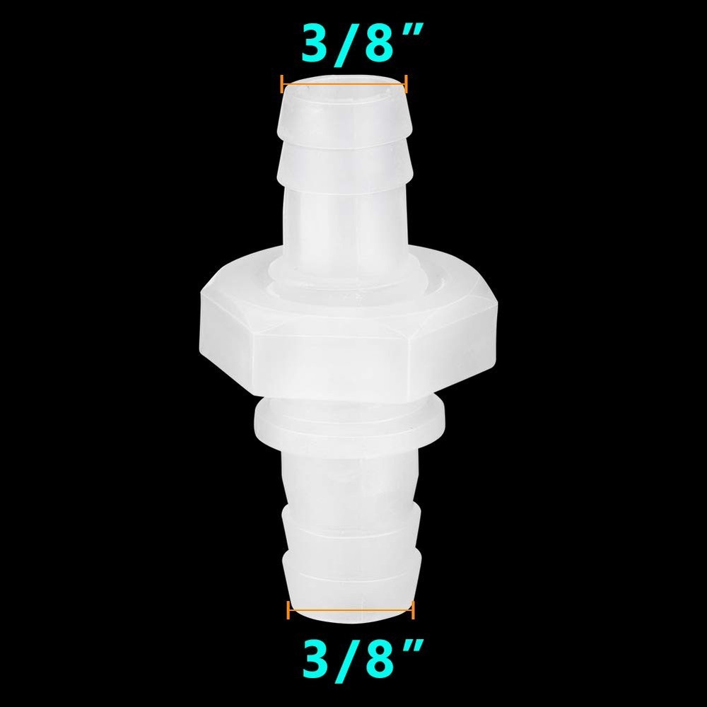 3/8" Hose Barb Thru-Bulk Bulkhead Fitting Hex Barbed Fitting Plastic Adapter ...