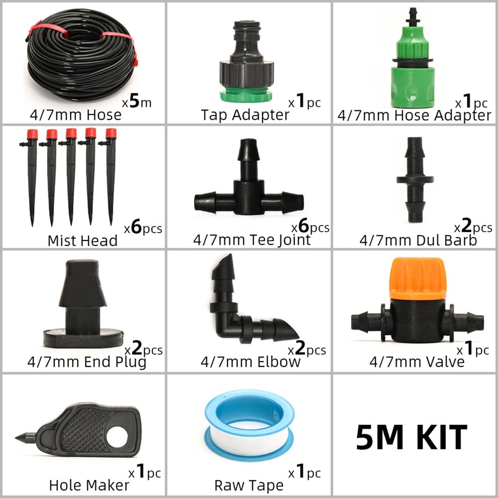 5m Drip Irrigation System Kit DIY Saving Water Automatic Watering Misting System