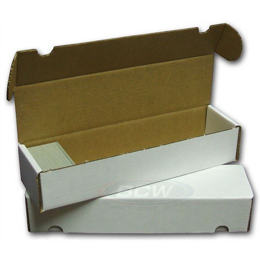 (2 Pack) 800 Count Size White Cardboard Trading Card Storage Boxes - Tab Closure