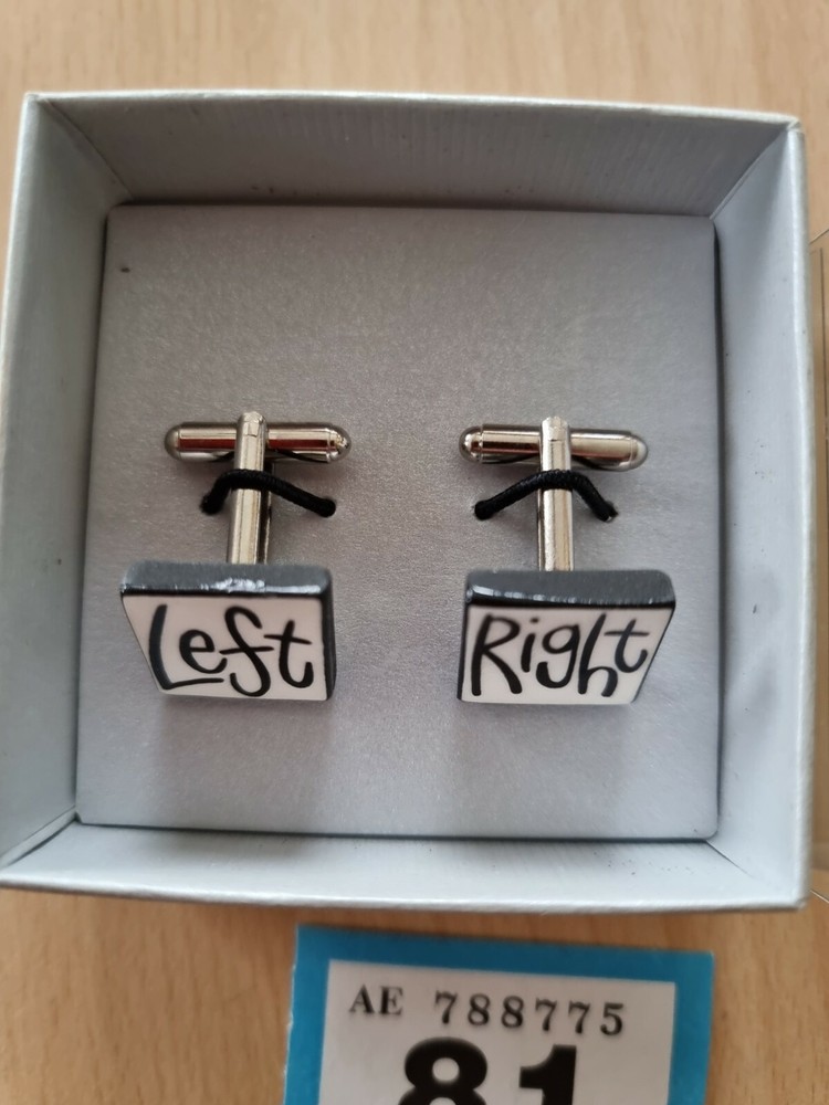 Left And Right Cufflinks Fancy Font Great Condition.
