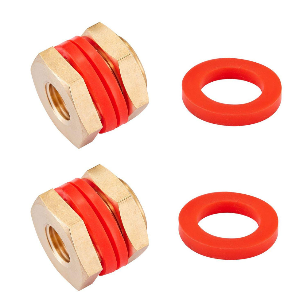2 PCS Brass Bulkhead Coupling Both End 1/4" NPT Female,Outer Diameter