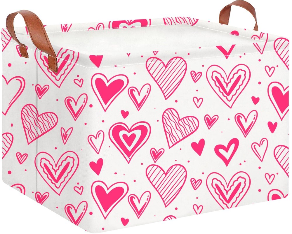 CLOCOR Rectangular Heart Printed Valentine's Day Basket Empty, Gift Basket, W...