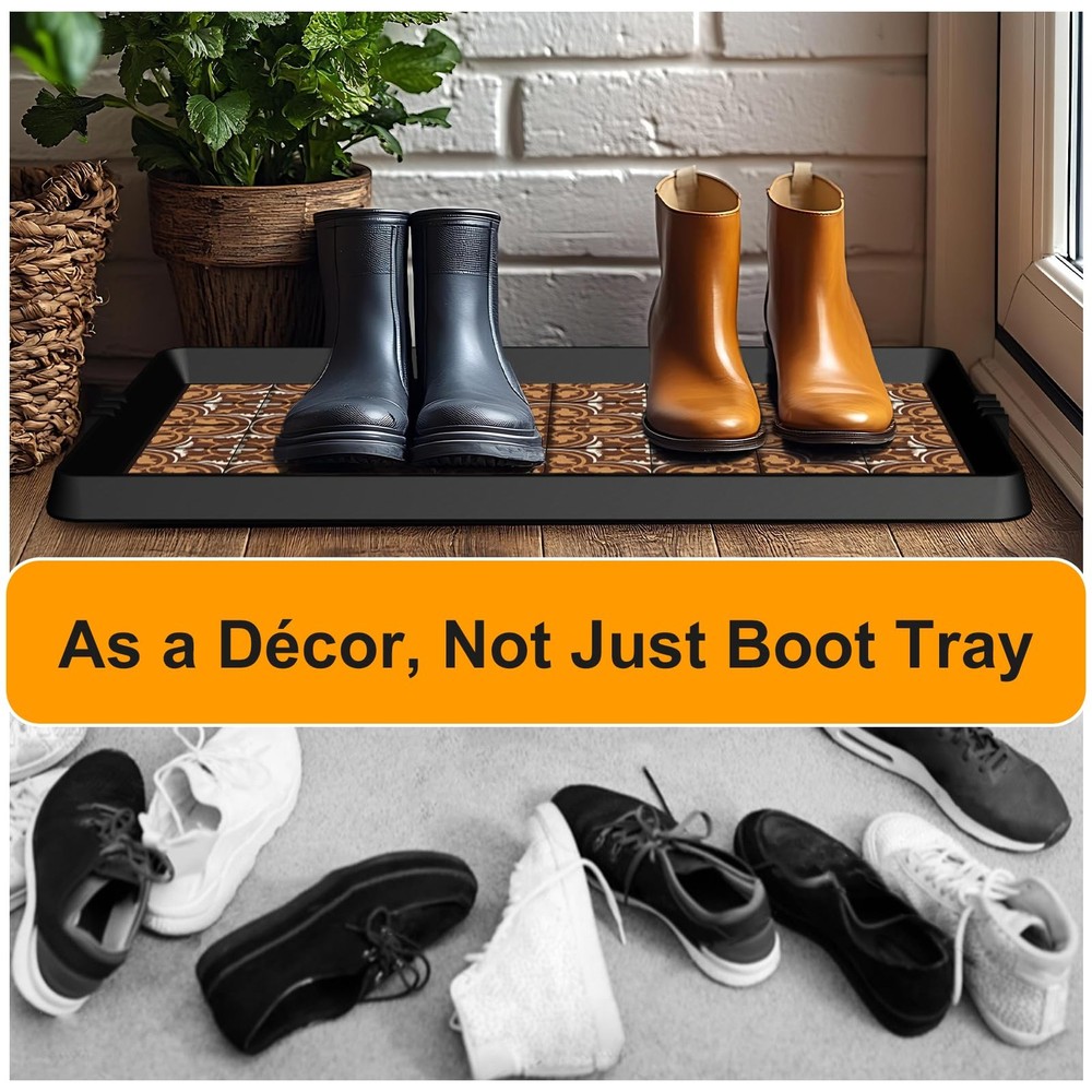 Boot Tray Shoe Mat Decorative Patterned, Rubber Boot Matt Tray Indoor and Out...