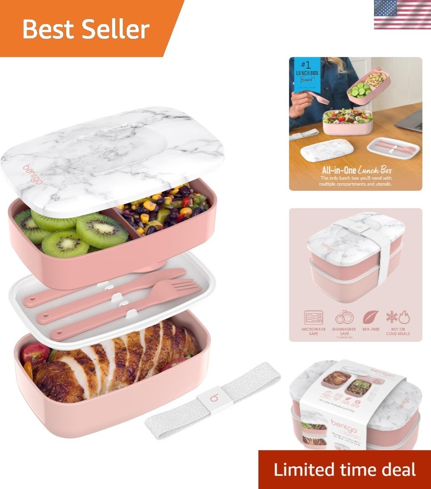Portable Stackable Bento Lunch Box with Utensils - Ideal for Work & School