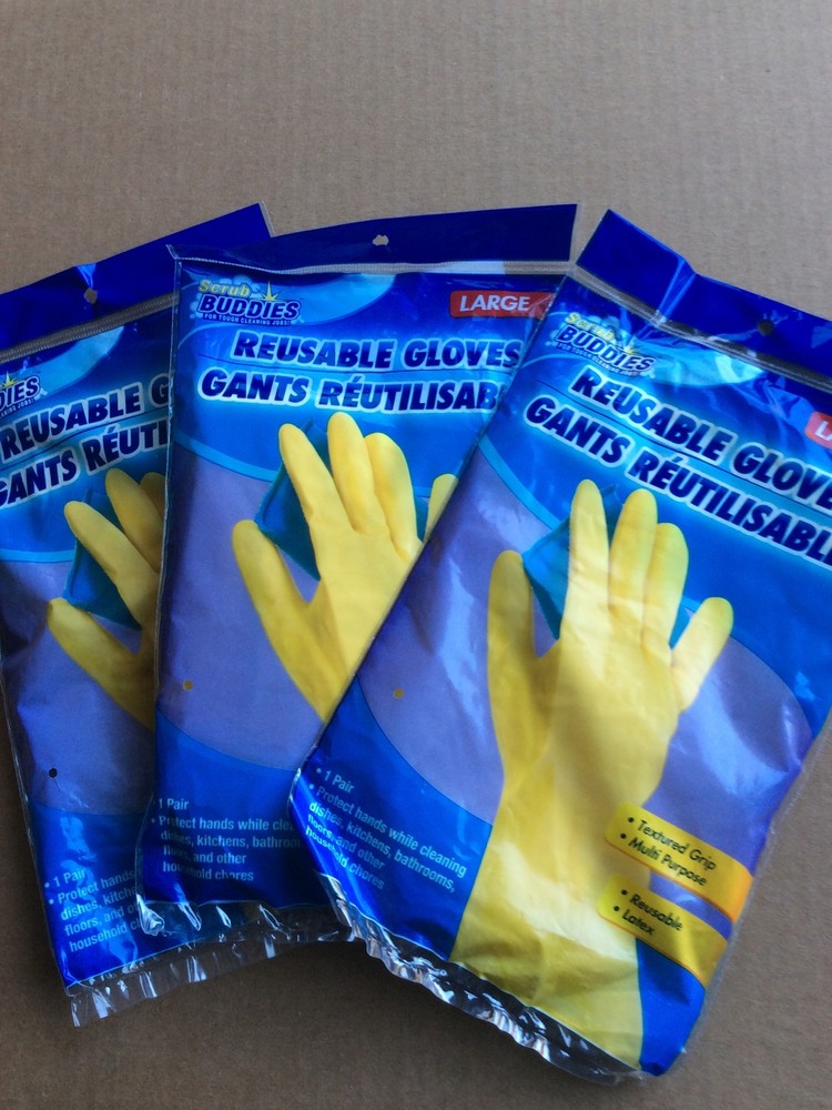 Large Reusable Gloves Multipurpose 3ct 1 Pair Packs