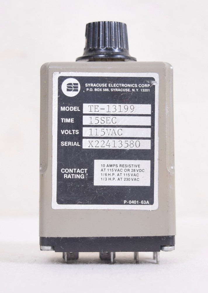 Syracuse Electronics Timer Relay TE 13199 115 VAC