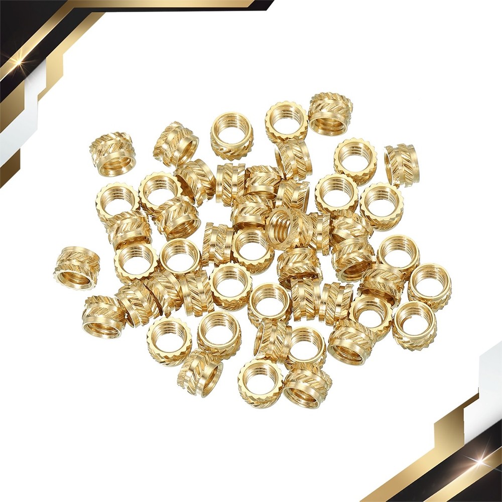 50 Pcs M6 Threaded Inserts M6x5x8mm Brass Gold
