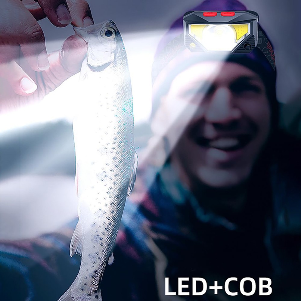 LED Headlamp Headlight Flashlight Torch COB Rechargeable Waterproof Sensor Lamp