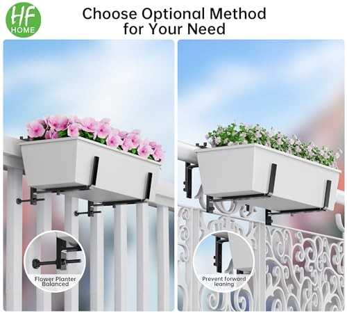 2PCS Adjustable Planter Box Brackets, Brackets for Window Set of 2 - Black