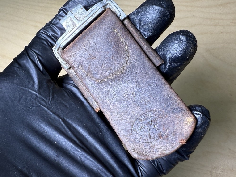 Original WW2 German Leather Strap Section with Aluminum Fitting – Dated 1938