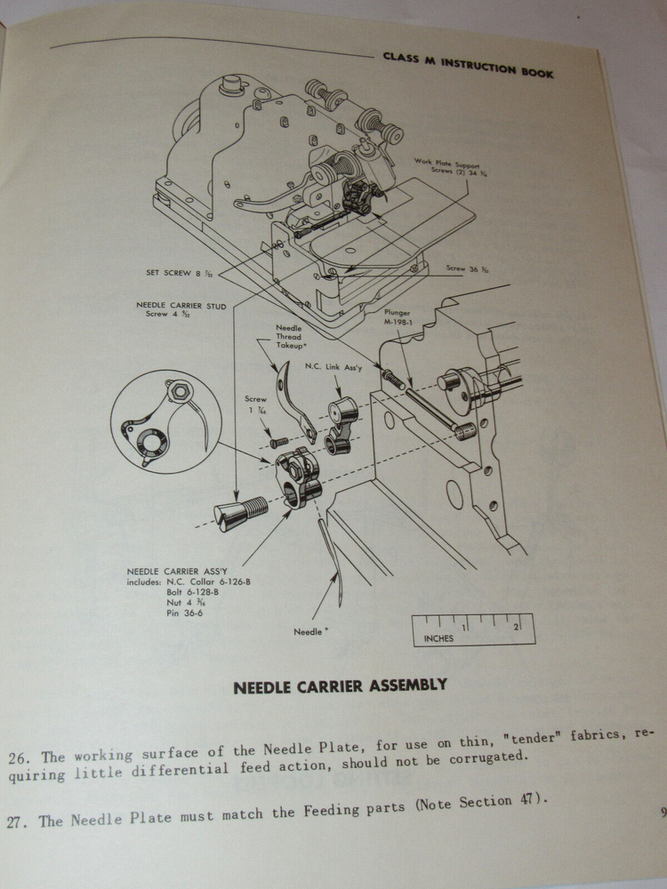 MERROW SEWING MACHINE CLASS M INSTRUCTIONS FOR SETTING UP & OPERATING! MANUAL!