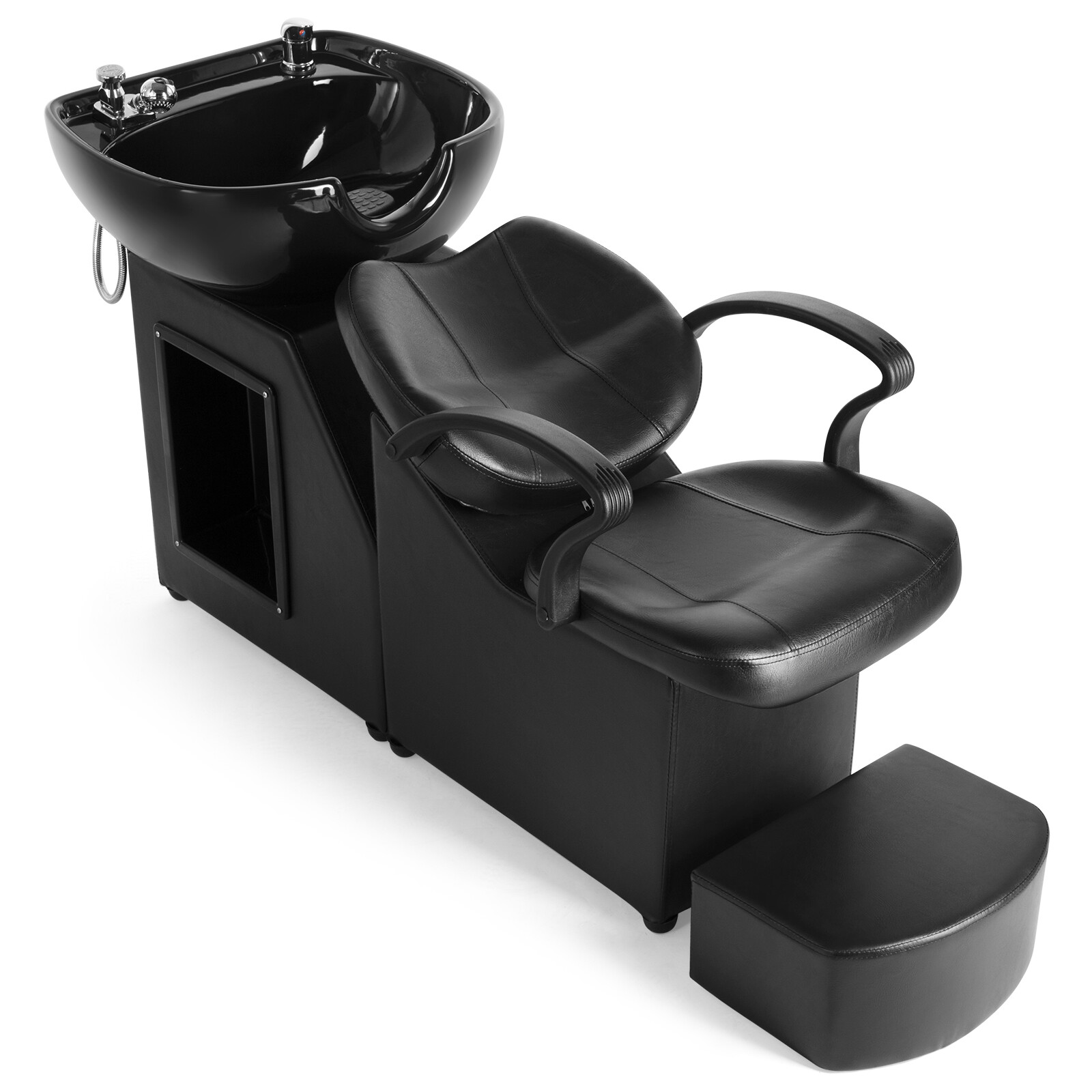 Barber Backwash Unit Shampoo Chair Ceramic Bowl Sink Beauty Salon Spa w/Footrest