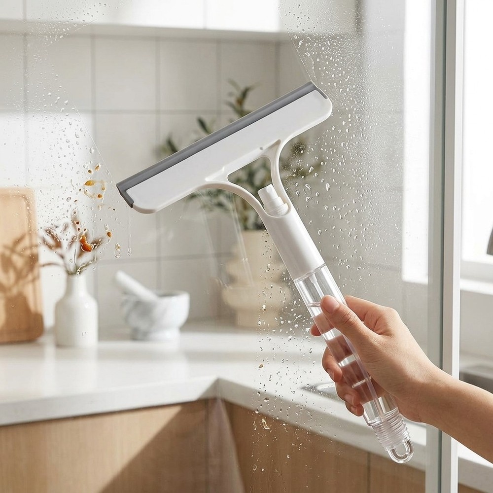 Multi-Function White Glass Squeegee Wiper for Window Mirror Home Cleaning
