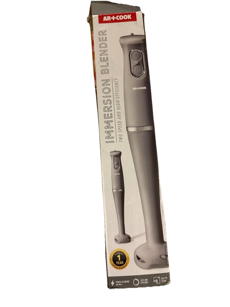 AR+Cook Immersion Blender Handheld Two Speed Corded- Grey