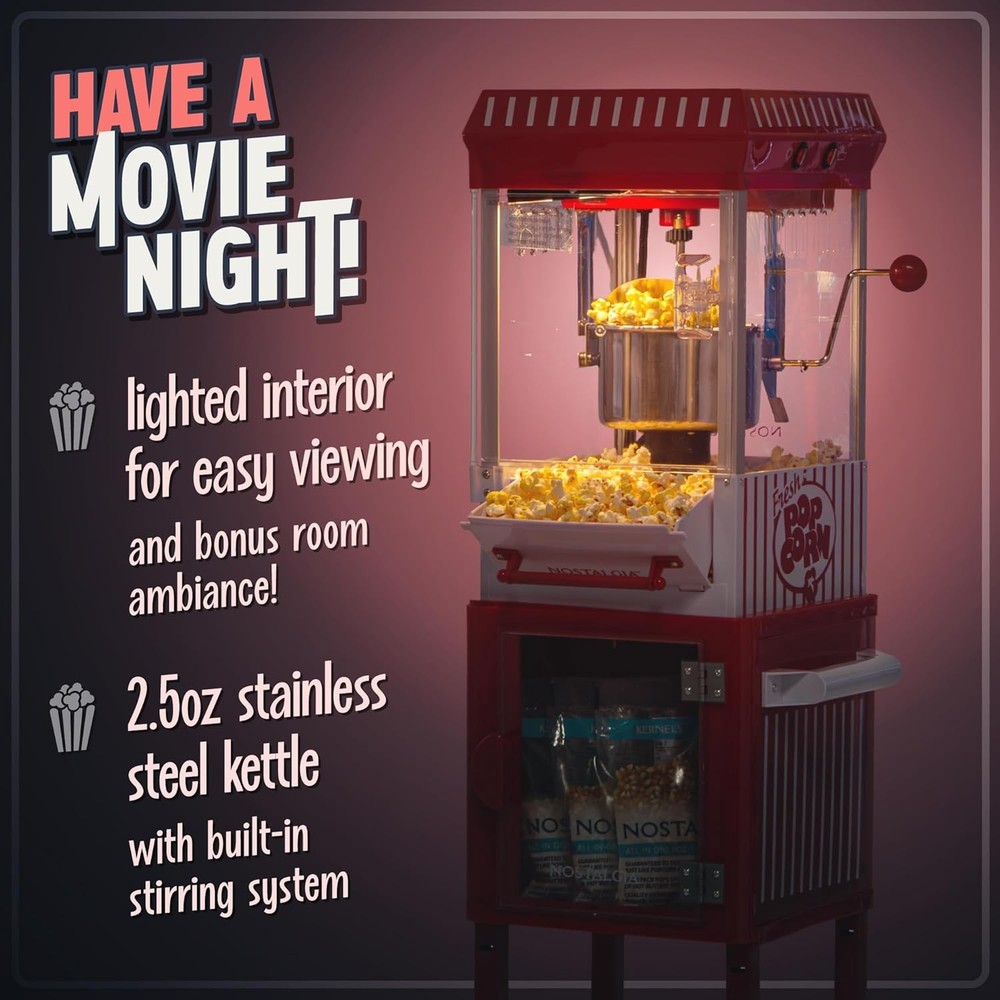 Popcorn Maker Machine Red Vintage Cart