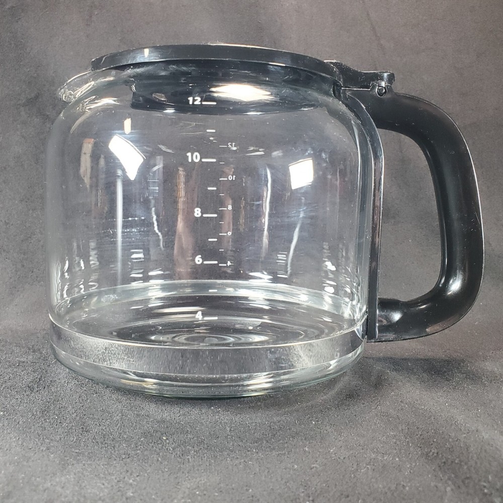 Glass Coffee Pot 12 Cups Black Lid Handle