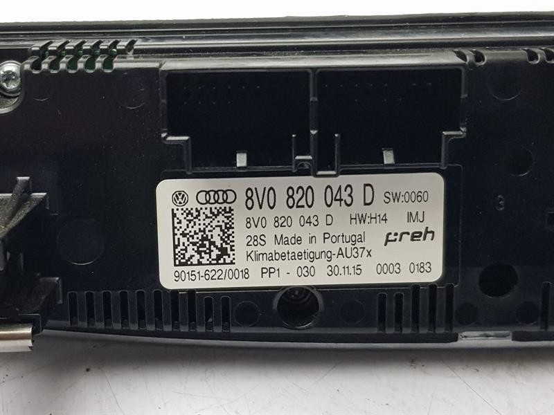2016 AUDI A3 HEATER CONTROL PANEL ASSEMBLY 8V0820043