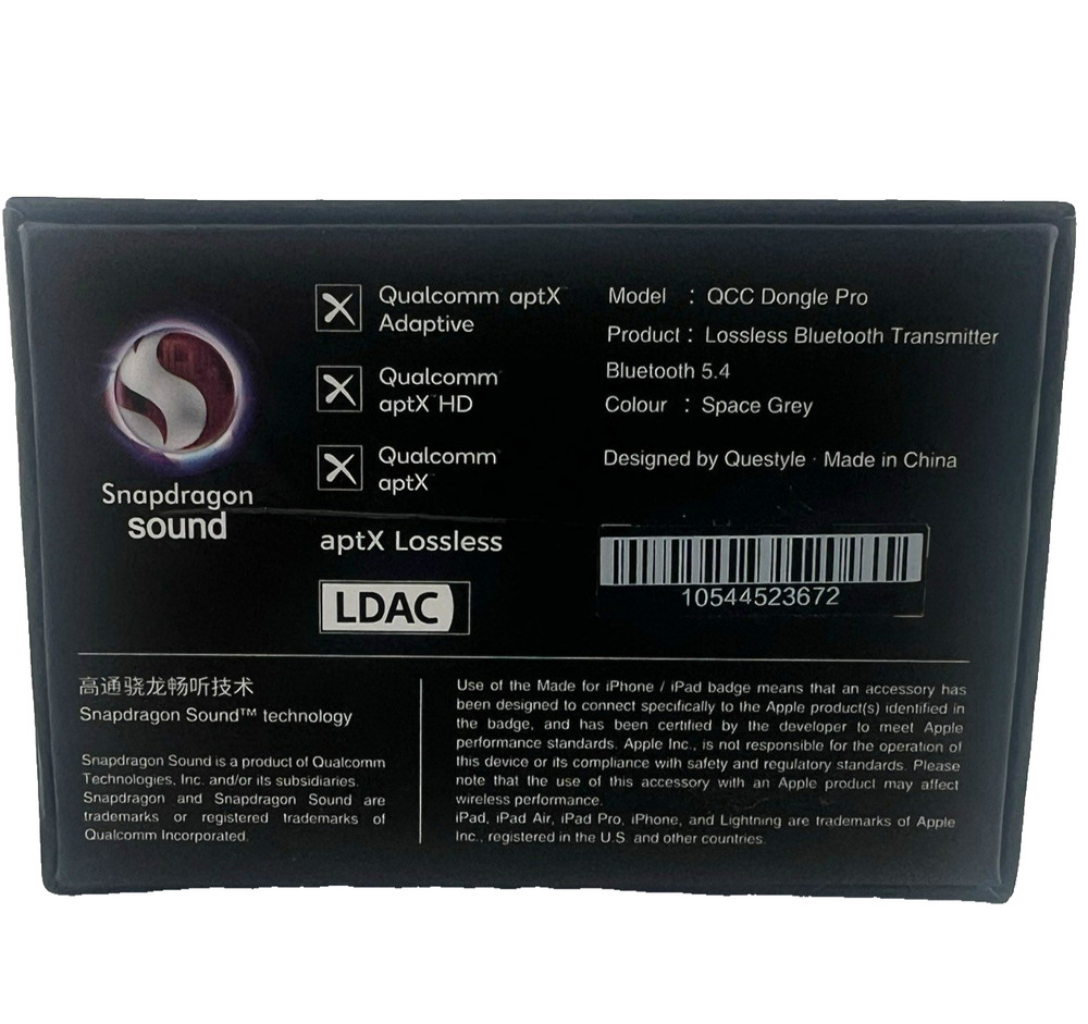 Questyle QCC Dongle Pro USB-C Bluetooth 5.4 LDAC aptX Lossless PS5 PC MFi