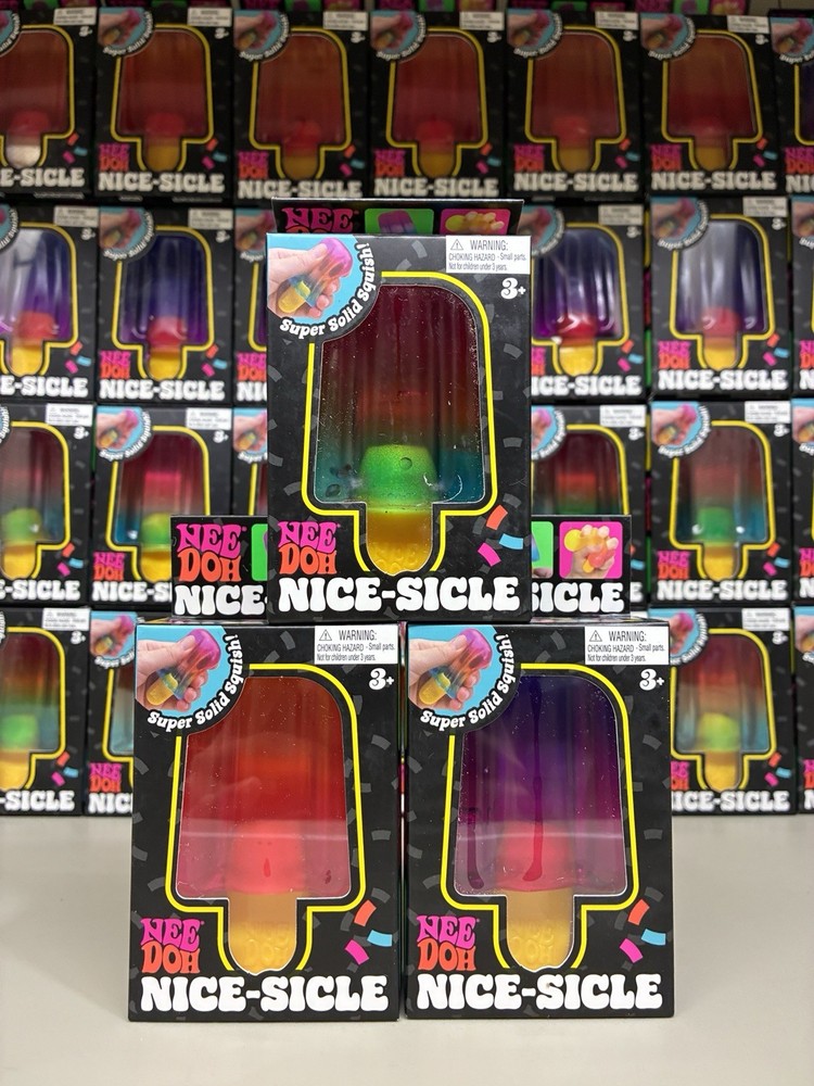 Nee Doh Nice-Sicle Complete Bundle Set of 3 Colors Super Solid Squish Toy