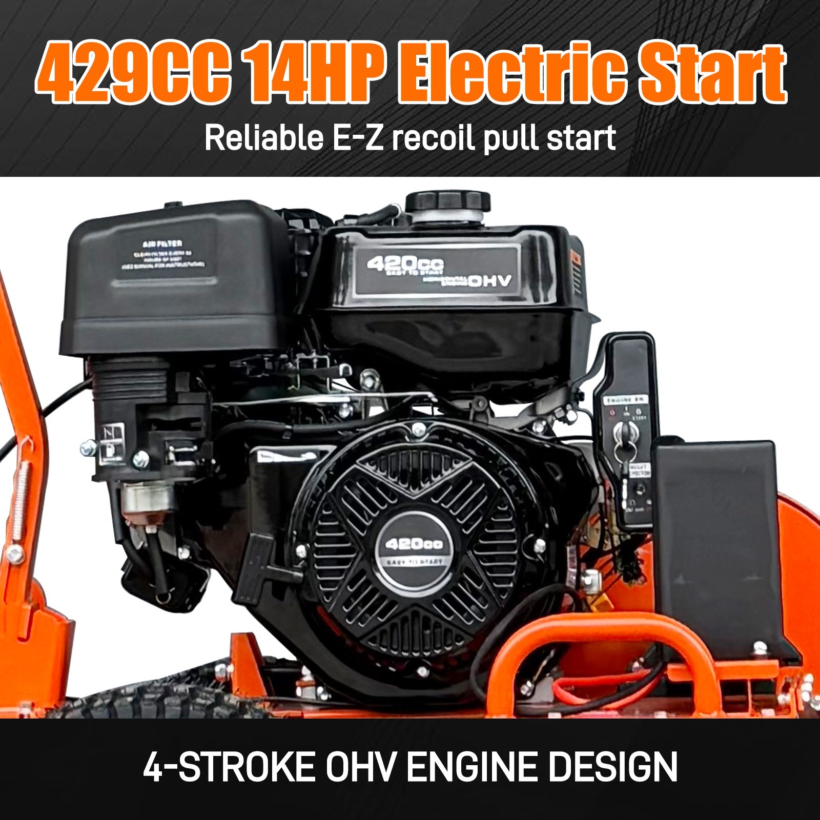 420cc 15HP E-Start Gas Powered Trencher, 24'' Trench Depth/4'' Trench Width