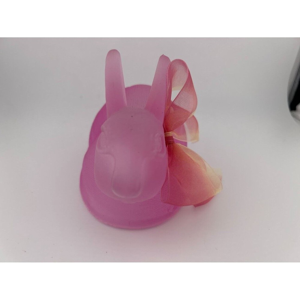 Pink Glass Easter Bunny Textured Decorative With Bow