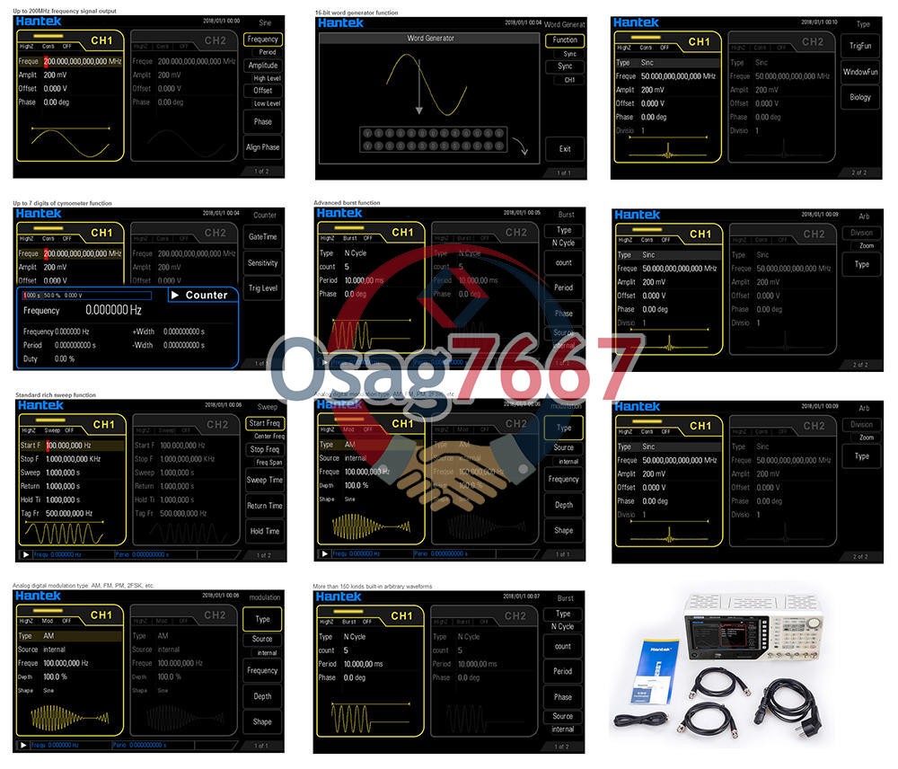 1x Hantek Arbitrary waveform Function generator HDG6202B New