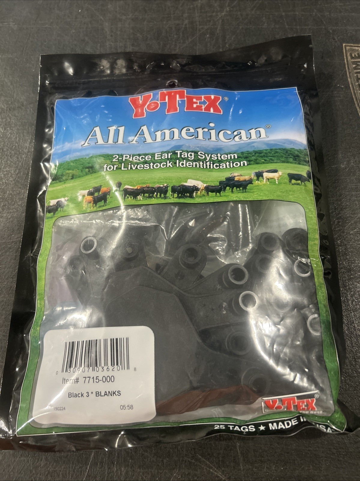 New YTex 3 Star All American Medium Cattle ID Ear Tags Black Blank No Numbers