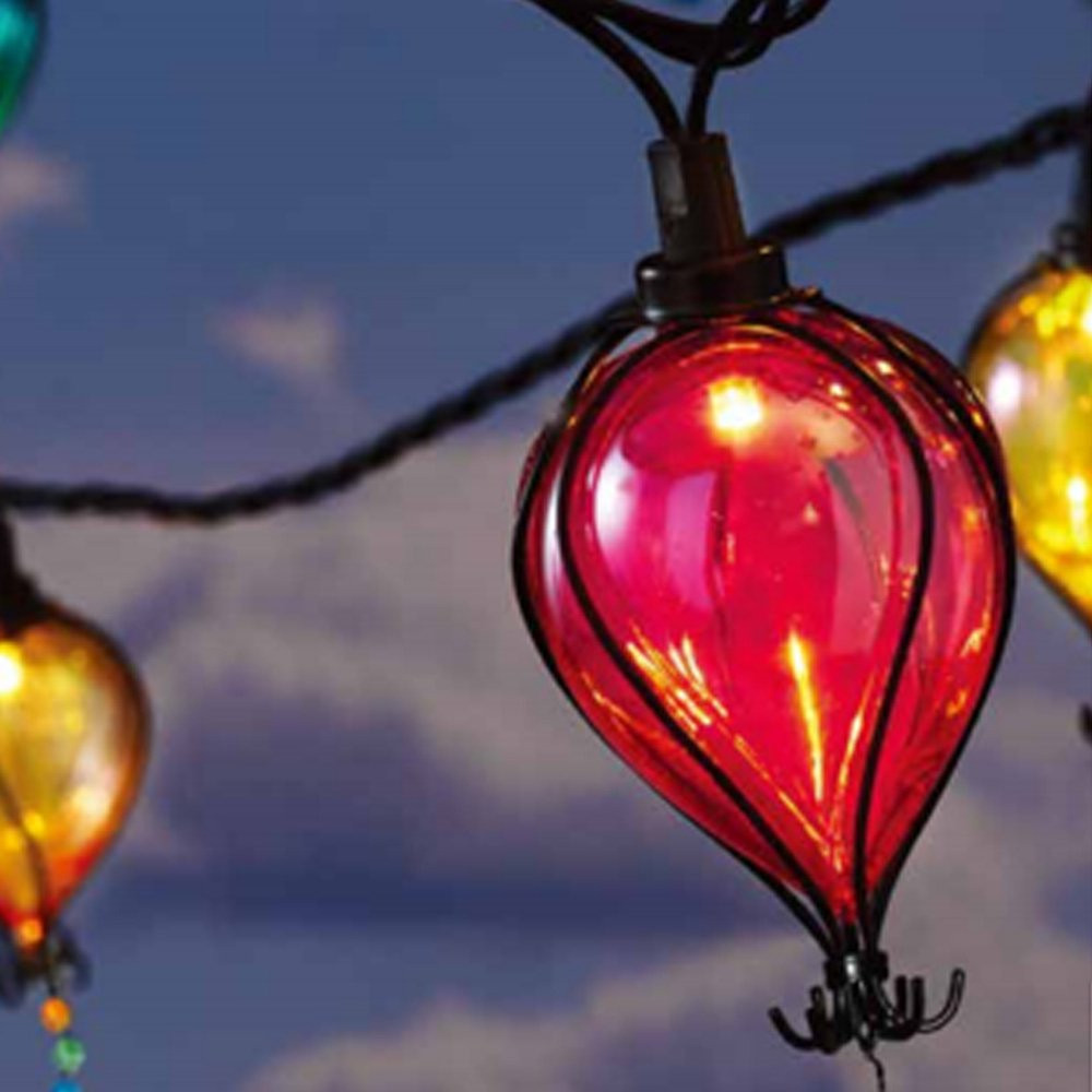 Shatterproof Multicolor Balloon Shape Tear Drop Outdoor String Lights 10-Count