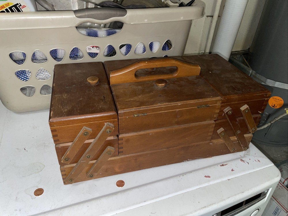 vintage sewing box wood