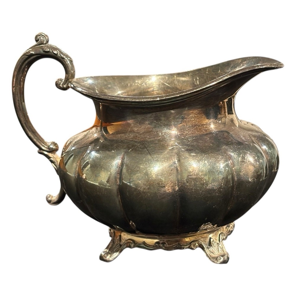 Oneida Community Melon Creamer Silverplate Sheffield Repro Footed