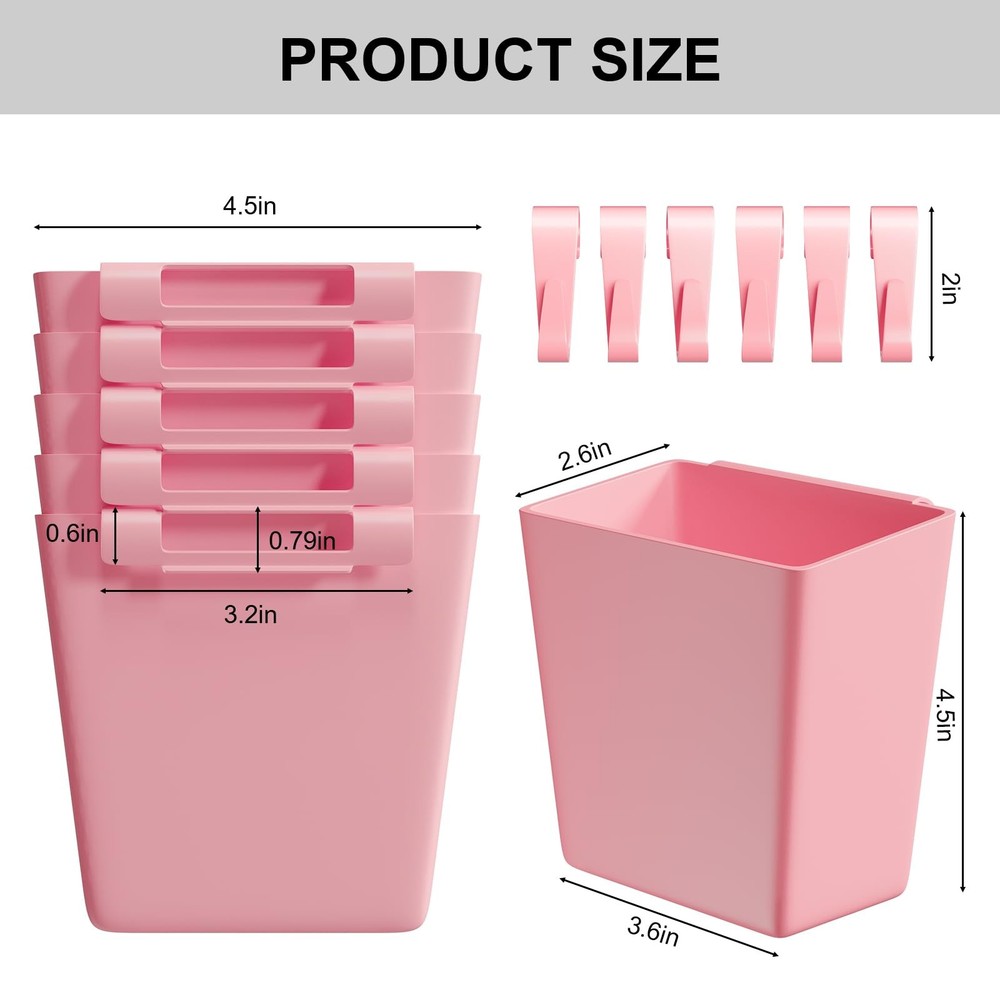 Rolling Cart Accessories, 6 Pack Pink Plastic Hanging Cup Holders, Rolling Ca...