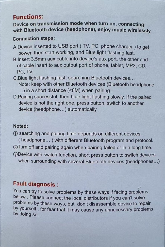 Docooler B5 Bluetooth Wireless audio transmitter,Plug-in,Free driver