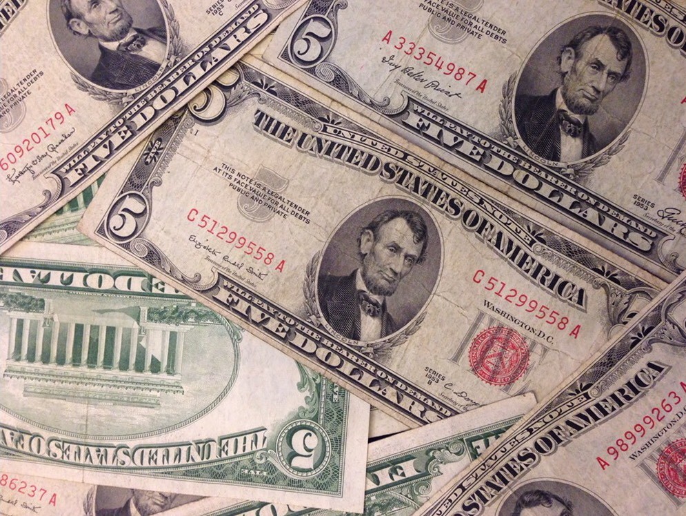 ☆$5 Five Dollar Red Seal Lincoln Dollars ☆Red Certificate Old Money☆1953 1963☆