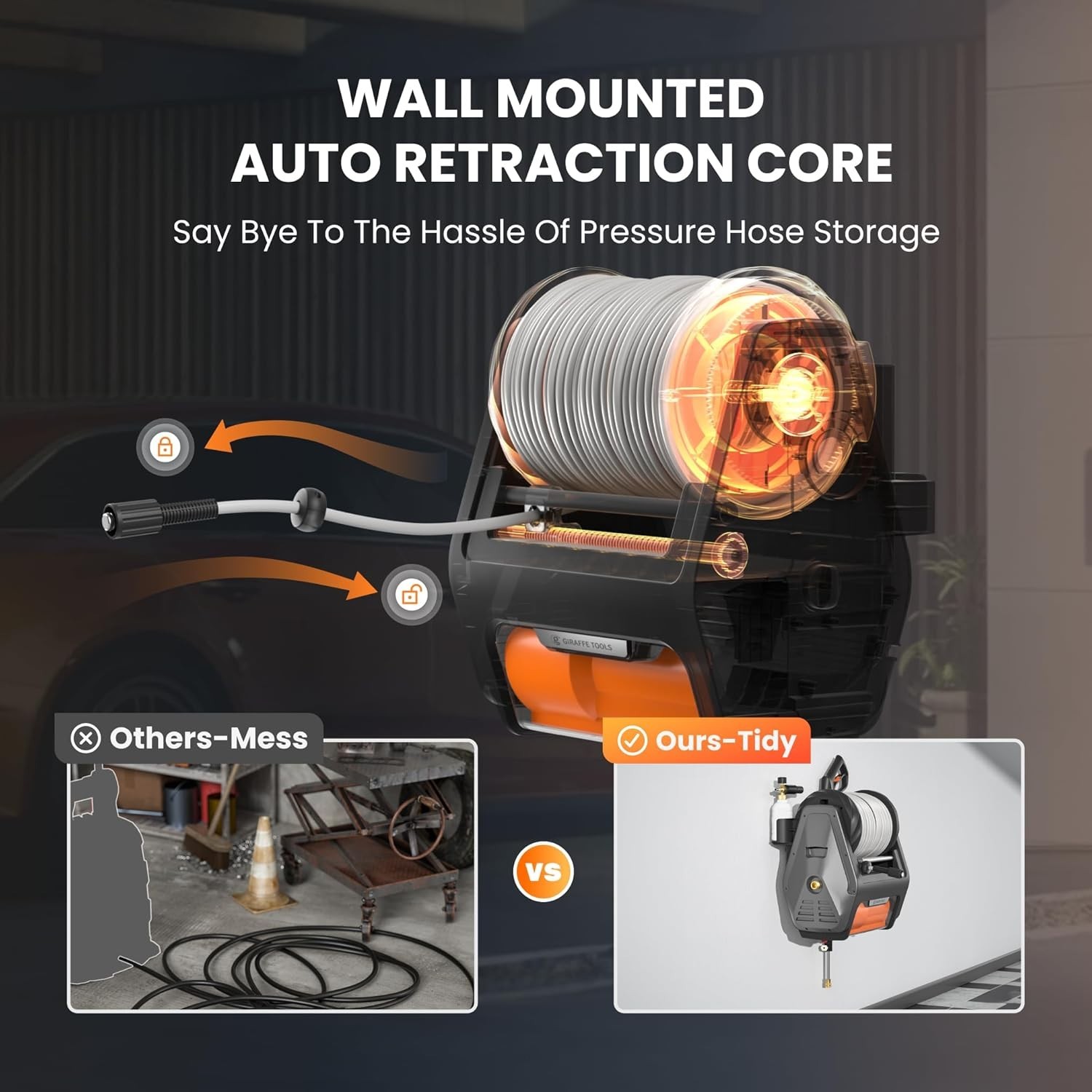 Giraffe Tools Grandfalls Pressure Power Washer Pro Max 3700PSI 1.6GPM Wall Mount