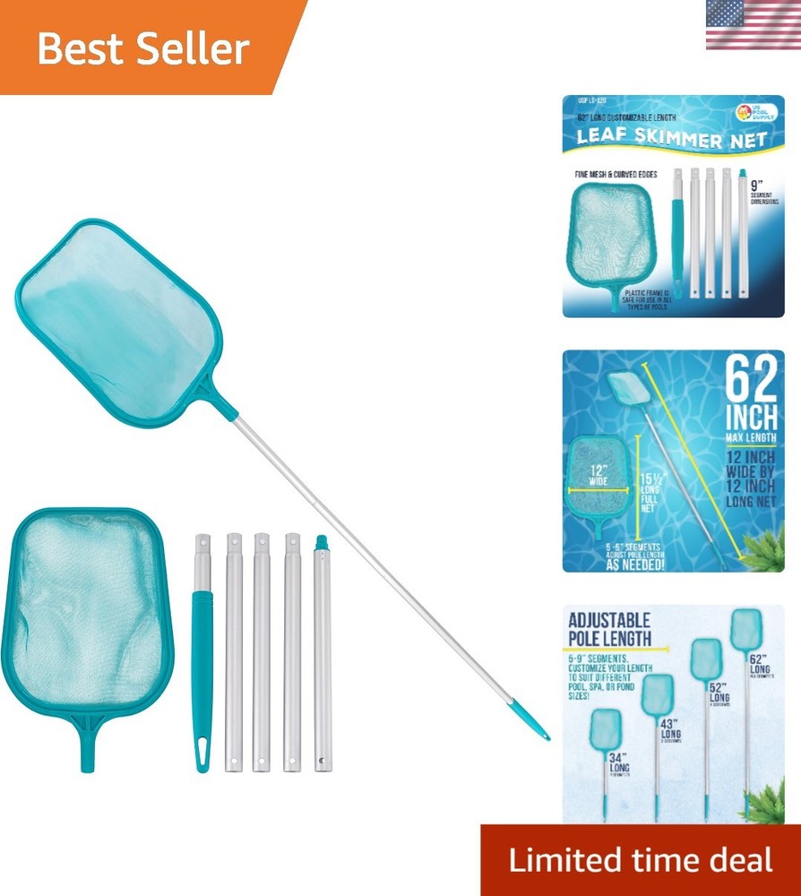 Effortless 4' Pool & Spa Leaf Skimmer Net with Adjustable Pole Sections
