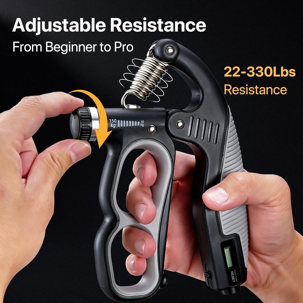 Compact PowerGrip Hand Exerciser - Electronic Counter & Adjustable Resistance