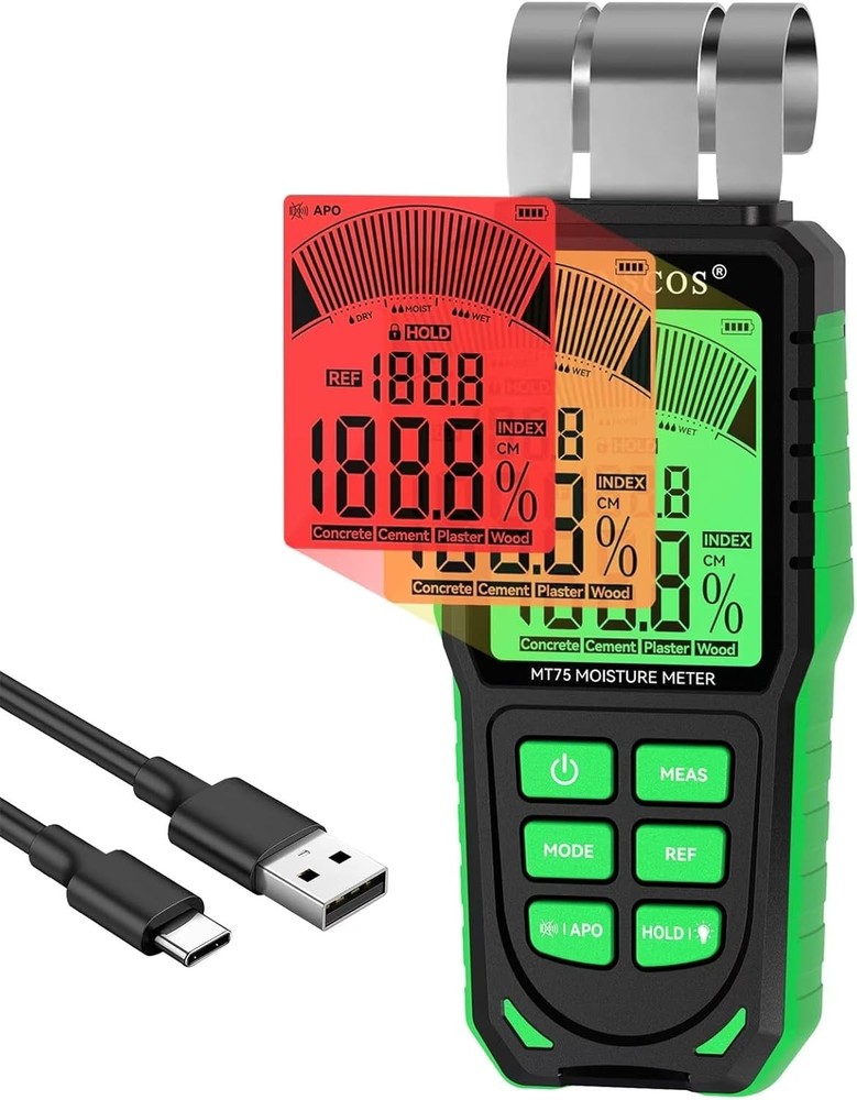 Professional Moisture Detector with Backlit LCD & REF Mode for Reliable Readings