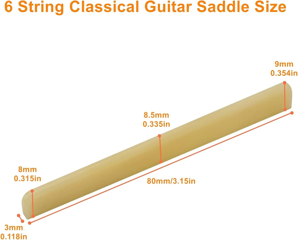 6 String Classical Guitar Unbleached Bone Saddle, Guitar Bridge Saddles, Cut fro