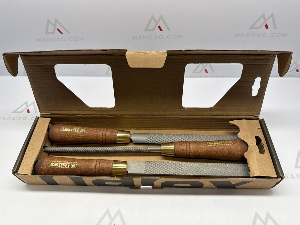 Narex 3 Piece Set Round Rattail, Half Round and Rectangular 200 mm Cab