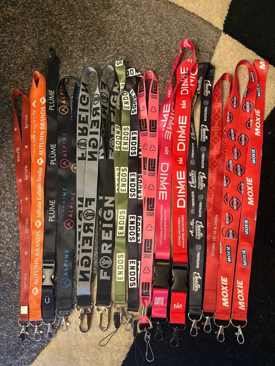 15 Cannabis Brand Lanyards Lot – DIME, Moxie, Foreign – LA Promo – New