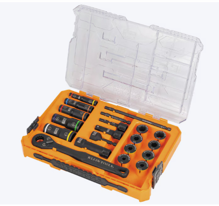 Klein Tools KNECT Impact Pass Through and Deep-Well Flip Socket Set, 20-Piece