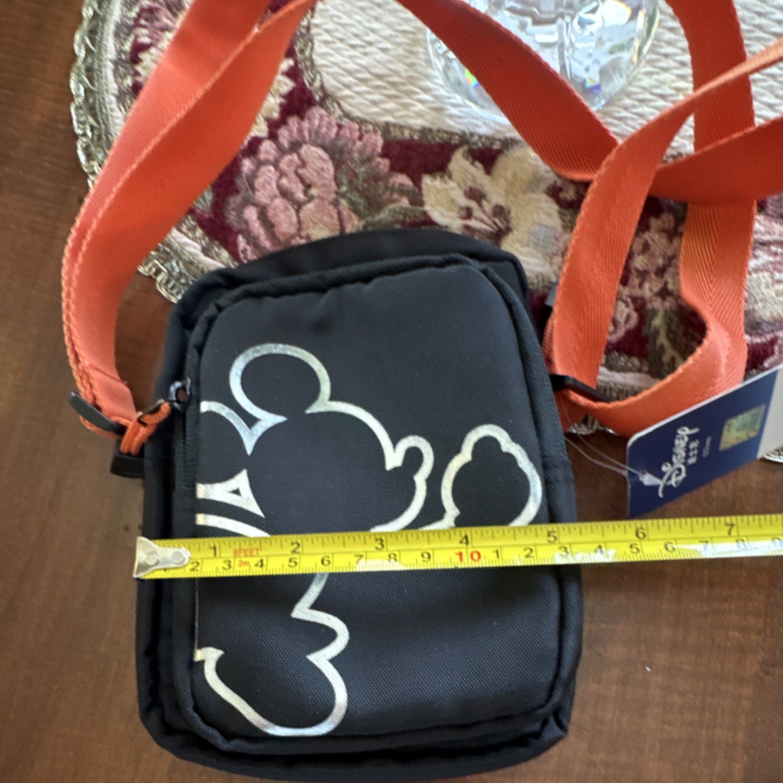 Disney Mickey Mouse Small Black Crossbody Bag with Orange Strap by Balabala