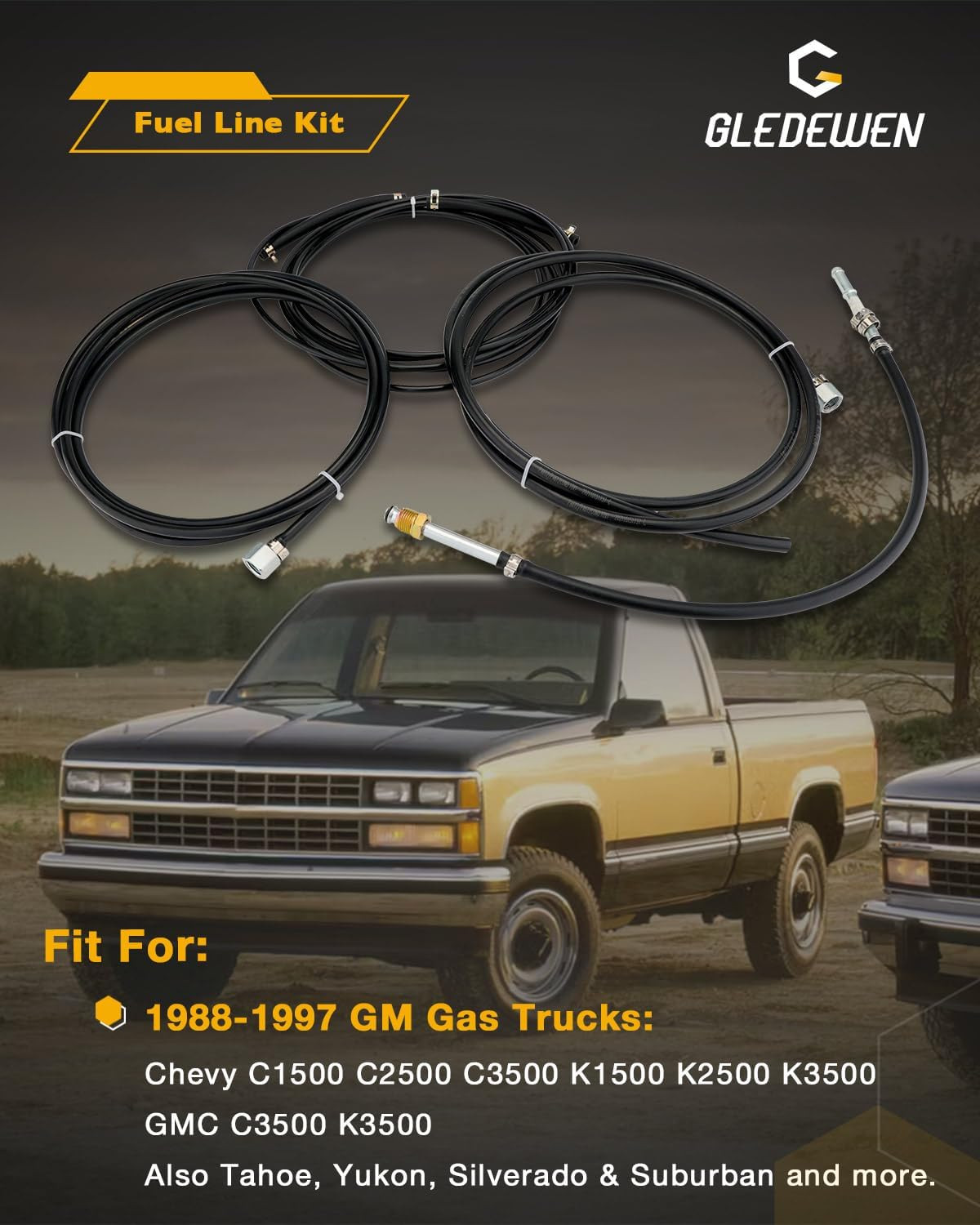 Fuel Line Kit Complete Nylon for 1988-1997 GM Chevy C1500 C2500 C3500 Trucks