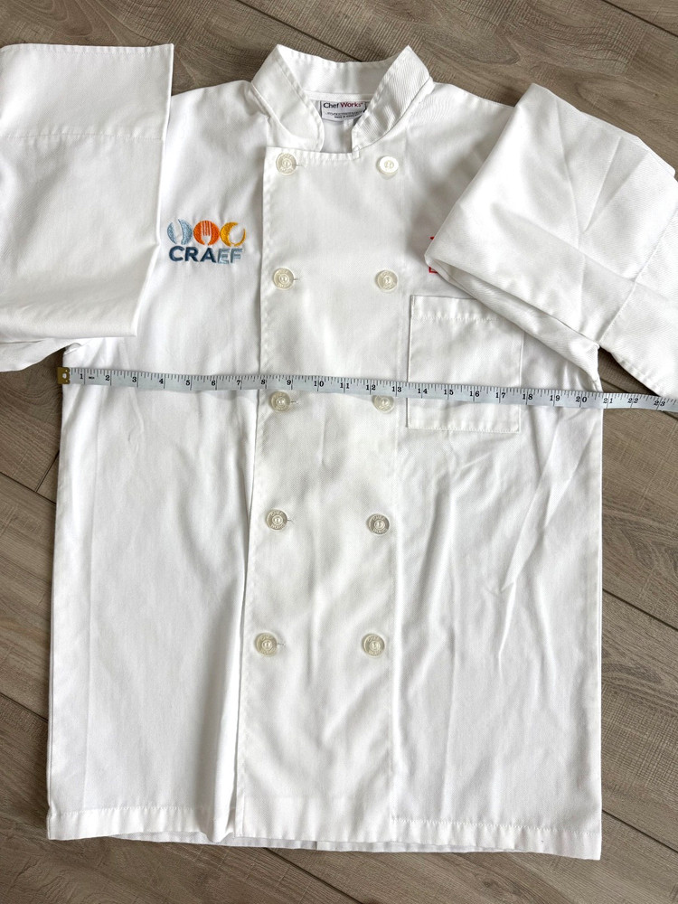 Chef Works White Double Breasted Chef Jacket Size S- Embroidered CRAEF