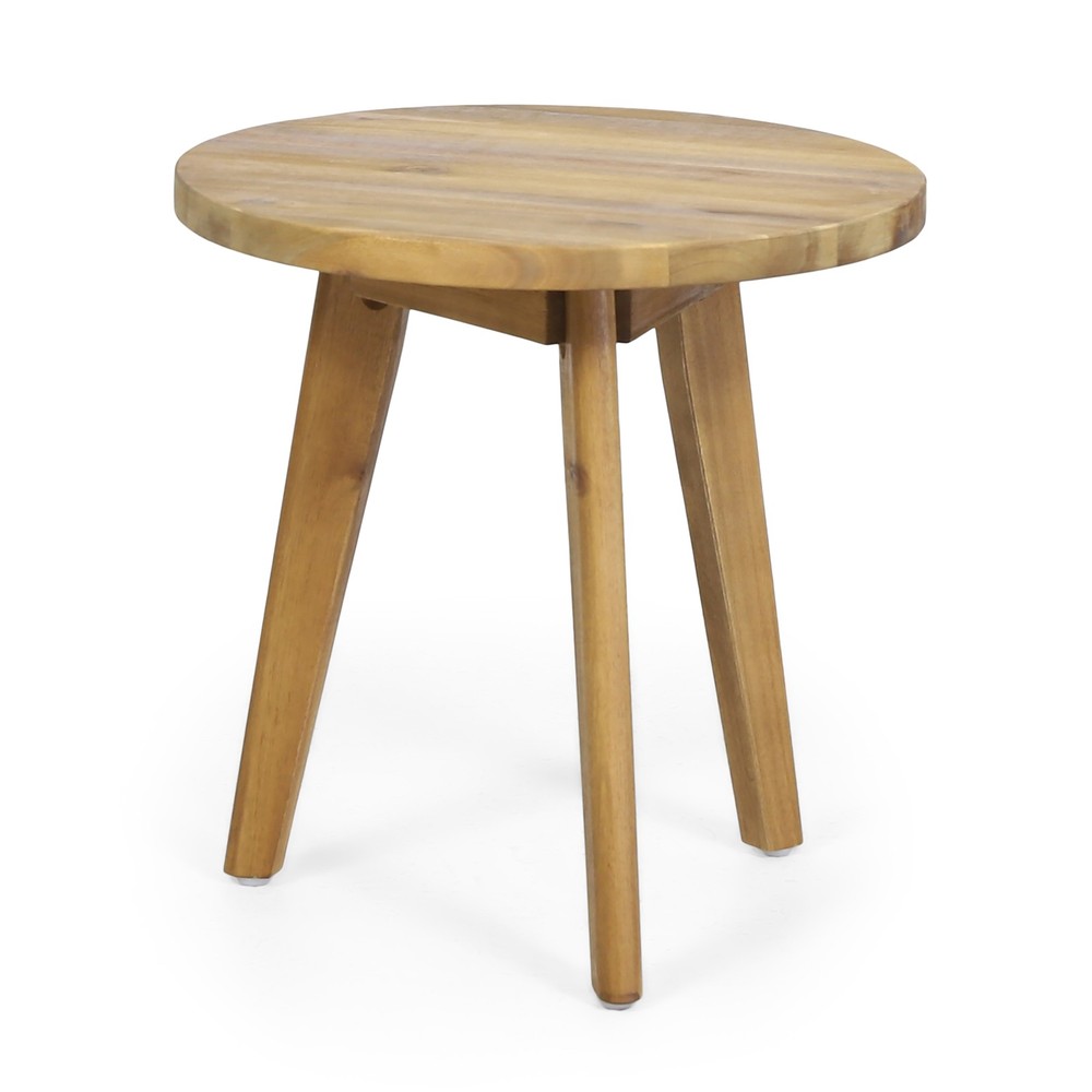 Solid Wood Round Side Table Natural Wooden Trendy End Table Rustic Center Table
