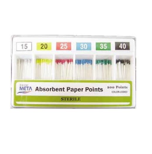Meta 1200-202 - Absorbent Paperpoints 0.2 Taper Reg. Color Coded Non-Std #FINE